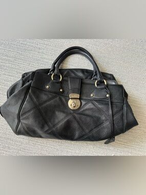 Max Mara Black Leather Quilt Stitch Tote Bag